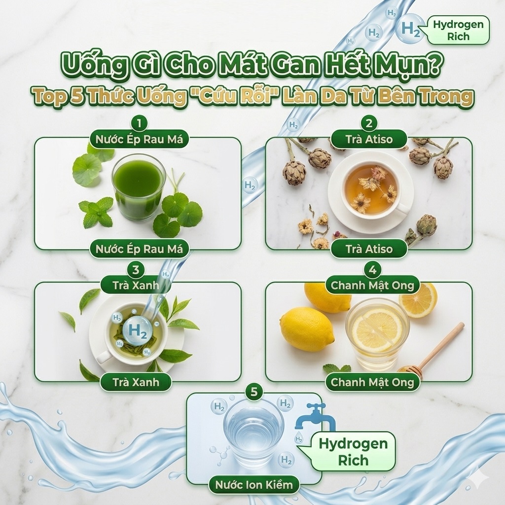 Uống Gì Cho Mát Gan Hết Mụn? Top 5 Thức Uống "Cứu Rỗi" Làn Da Từ Bên Trong